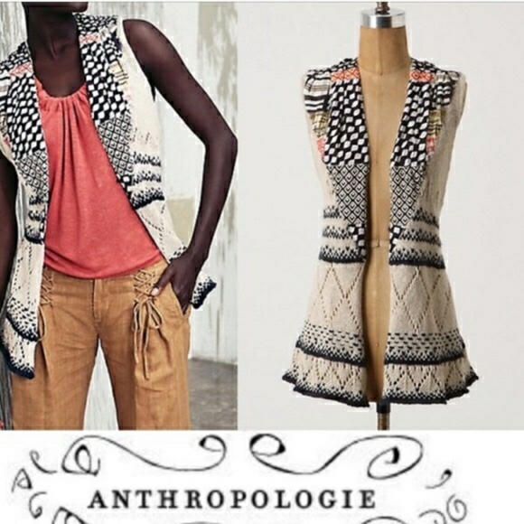 Moth Anthropologie open vest unique patchwork - Picture 1 of 2